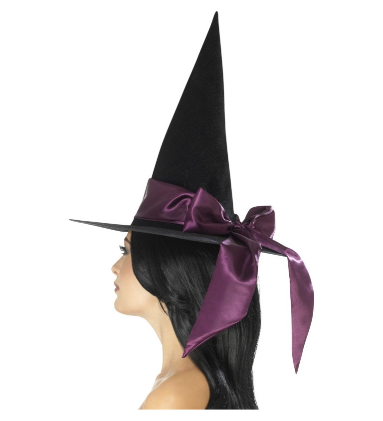 Čarodejnícky klobúk s mašľou - fialová