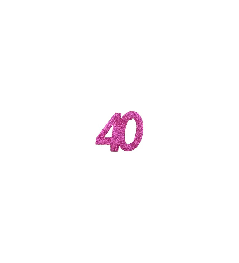 Trblietavé konfety v ružovej farbe v tvare čísla 40