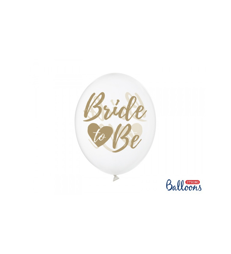 Priehľadné balóniky so zlatým nápisom Bride to be