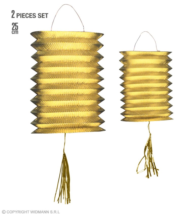 Metalický oválny lampáš v zlatej farbe