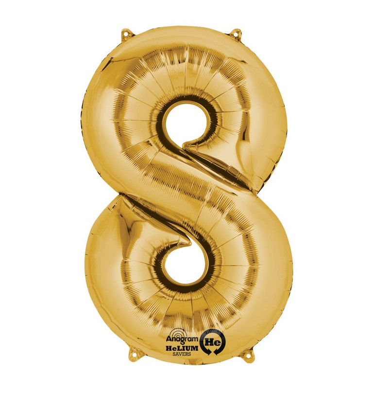 Balónik "8" veľký - zlatý
