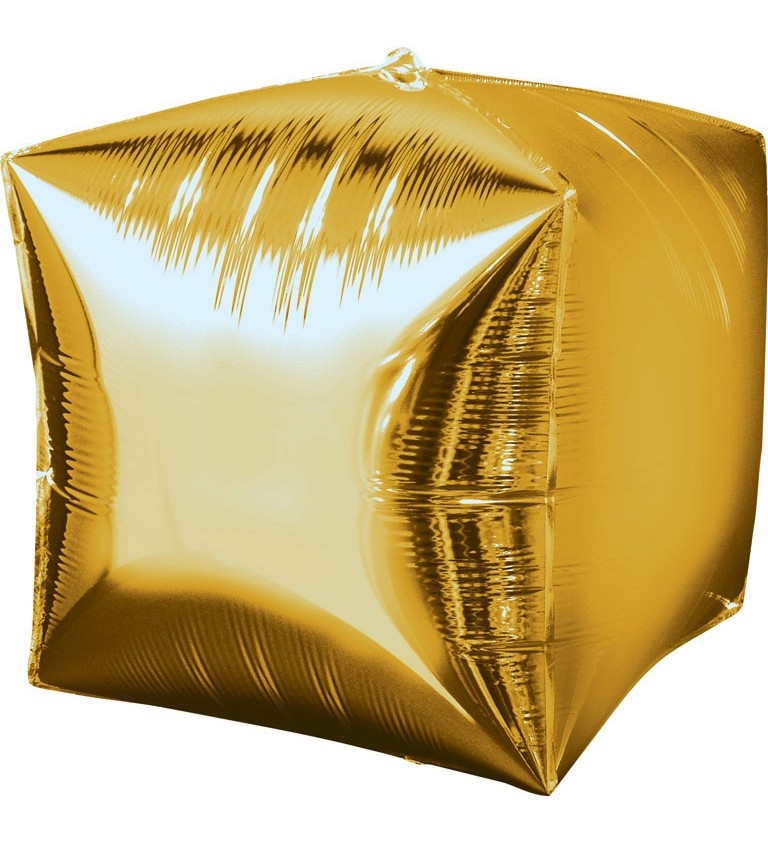 Fóliový balónik v tvare kocky - zlatá