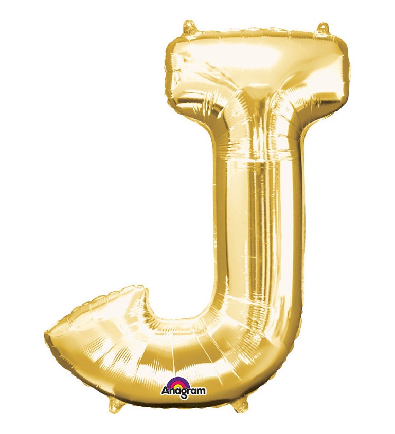 Balón "J" fóliový - zlatý