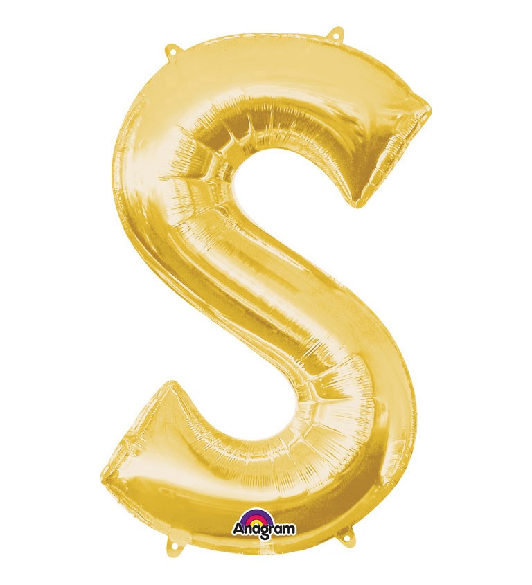 Balón fóliový Písmeno "S" - zlatý