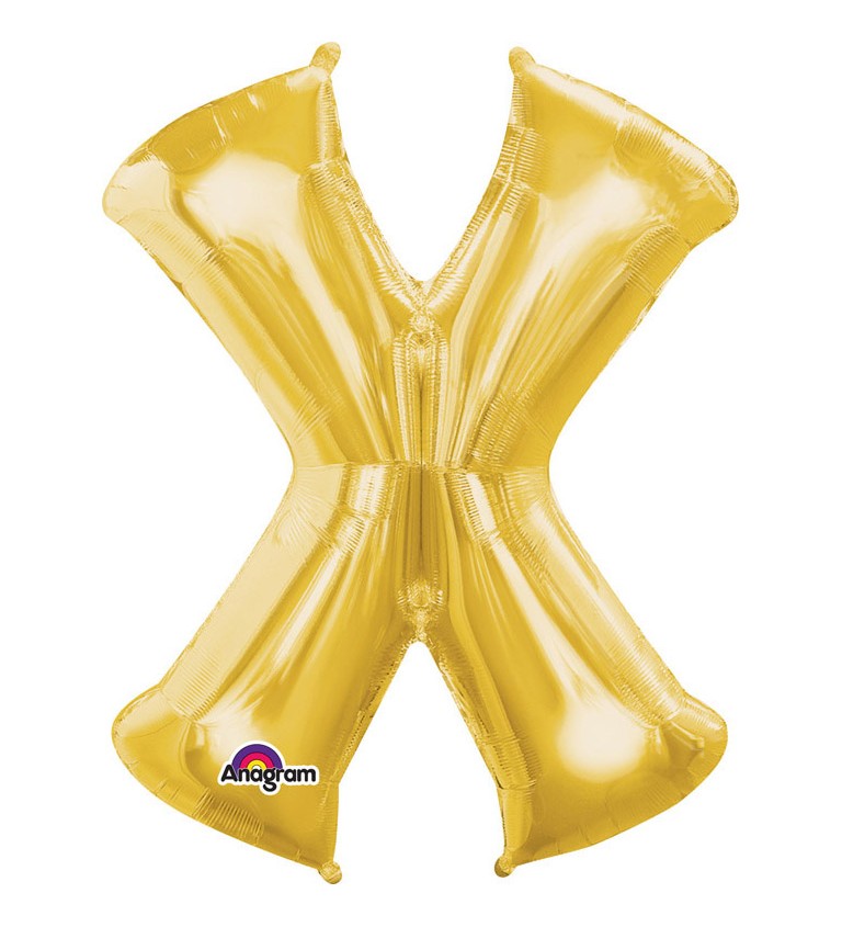 Balón fóliový Písmeno "X" - zlatý
