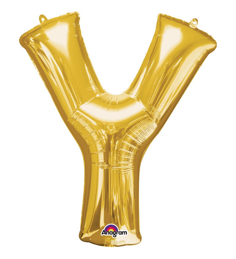 Balón fóliový Písmeno "Y" - zlatý