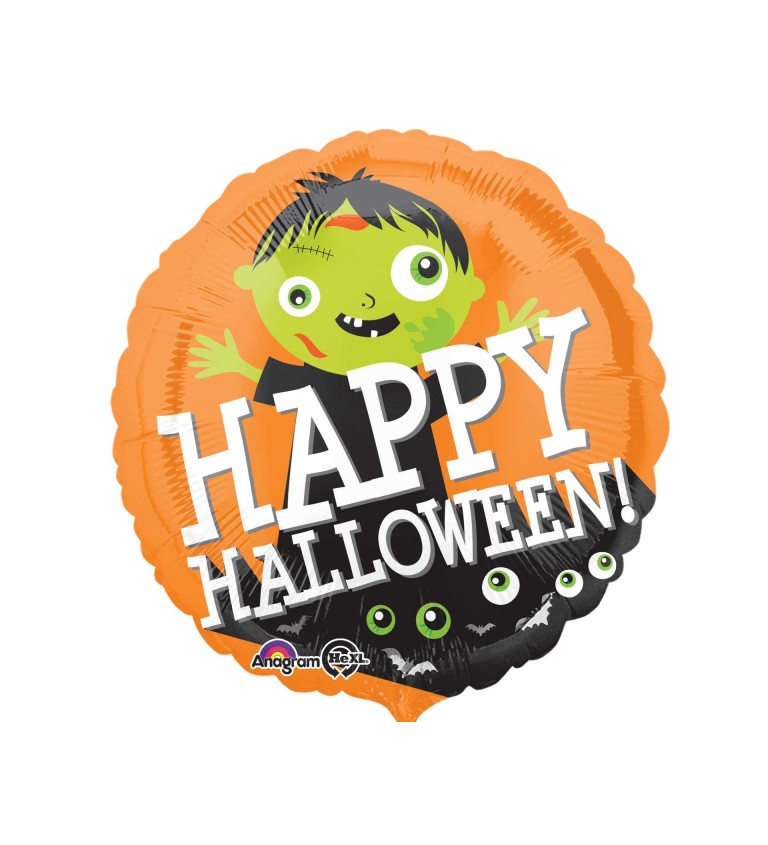 Fóliový balón s zombie a nápisom "Happy Halloween"