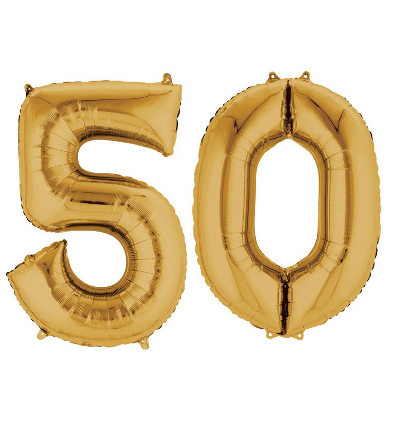 Balónik "50" - zlatý