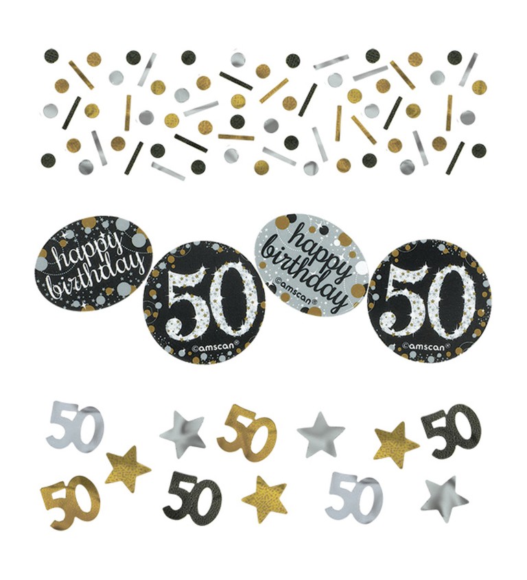 Konfety 50 Luxusná oslava - strieborné a zlaté