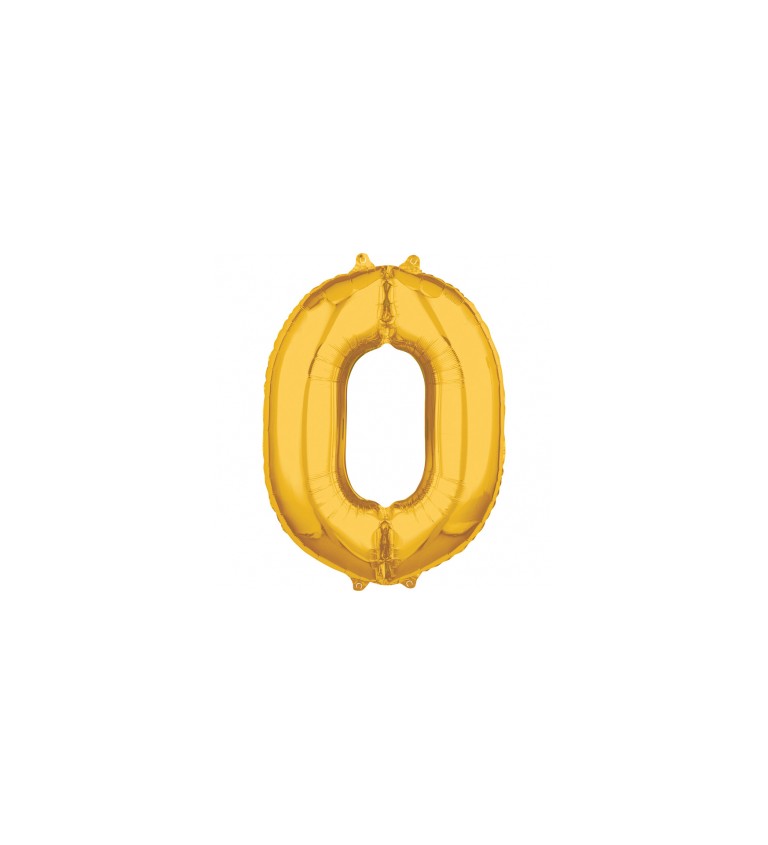 Balónik "0" stredný - zlatý