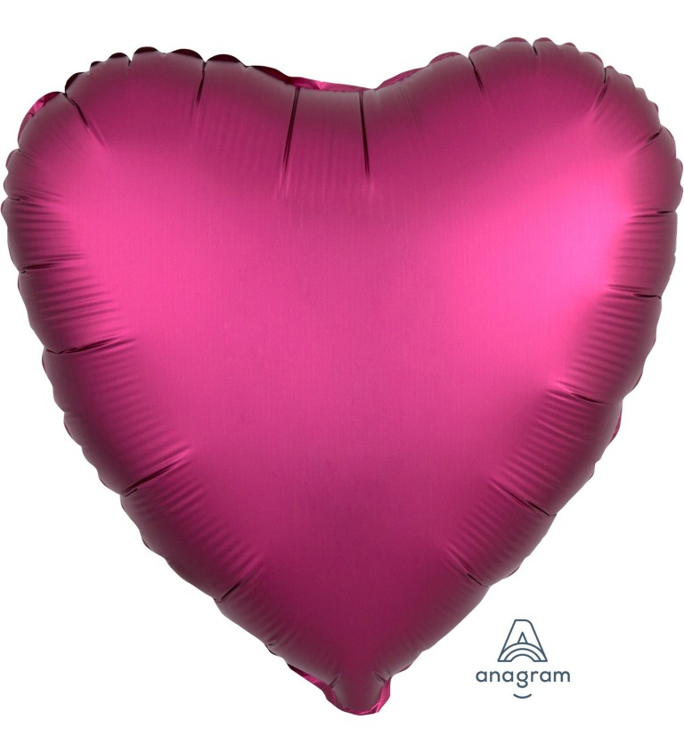 Fóliový balónik v tvare srdca - tmavo ružový