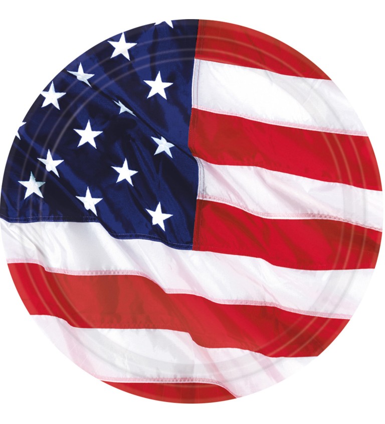 Papierové taniere s americkou vlajkou