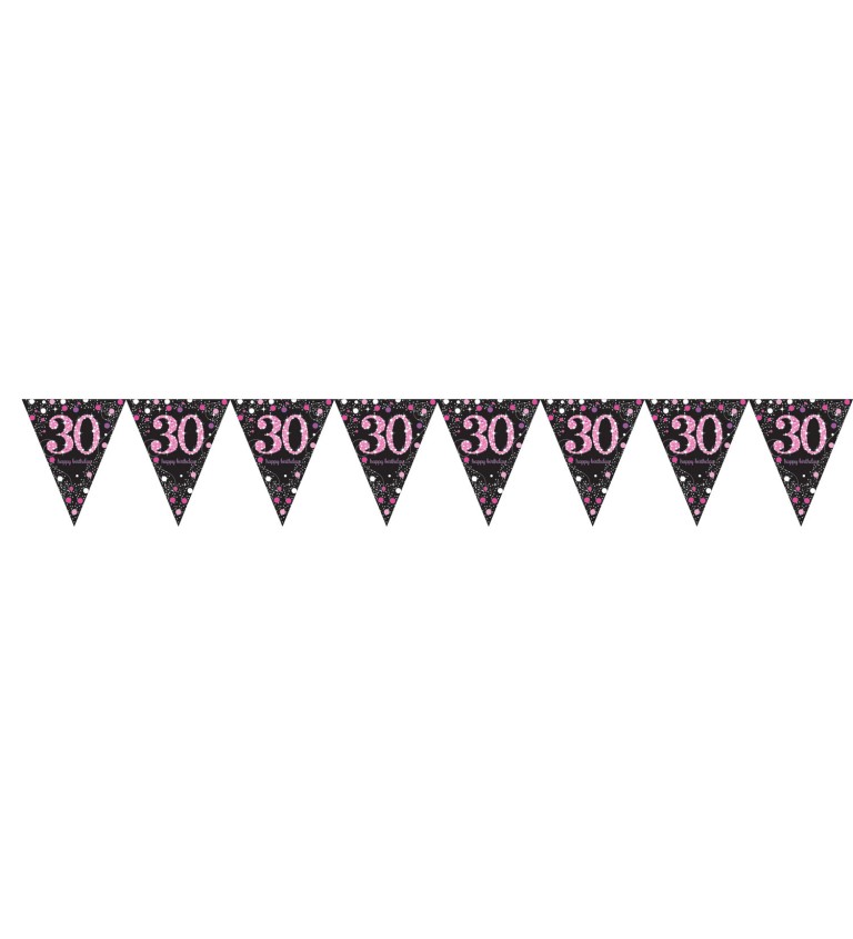Banner Trojuholník 30 Luxusná oslava - ružový