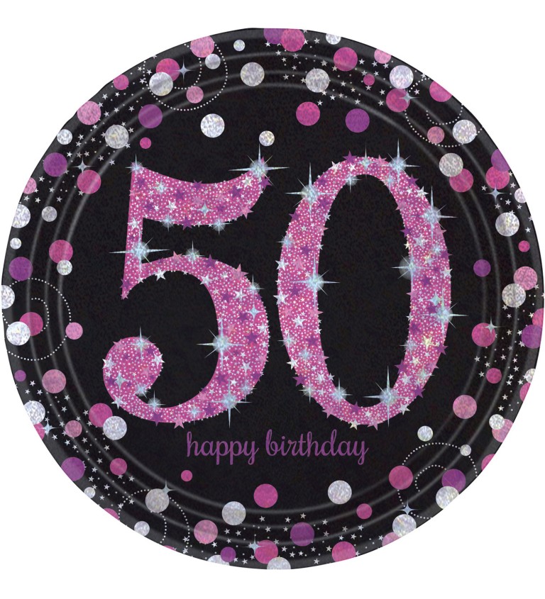 Taniere "50" 8 ks Luxusná oslava - ružové