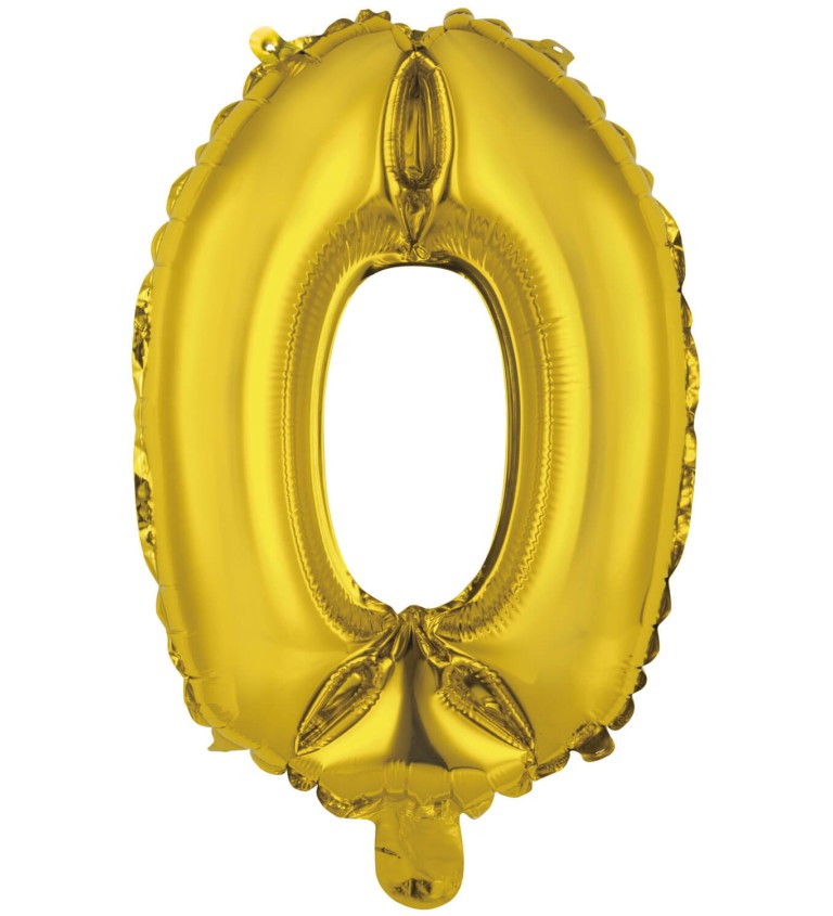 Mini zlatý fóliový balónik číslo 0