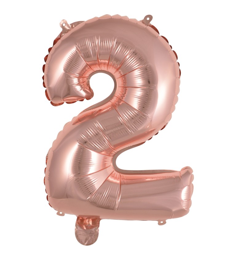 Fóliový balónik "2", mini rosegold