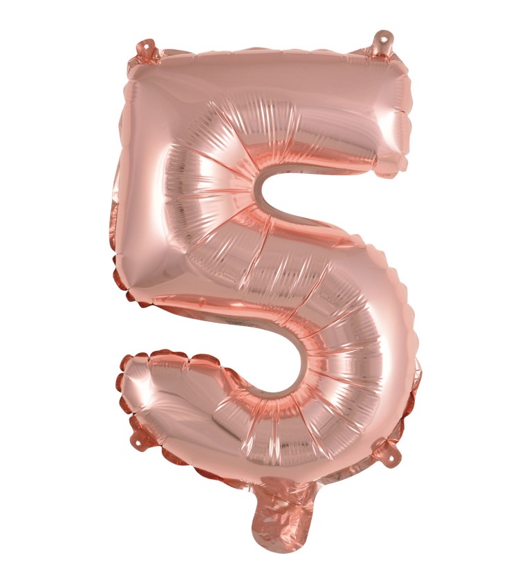 Fóliový balónik "5", mini rosegold