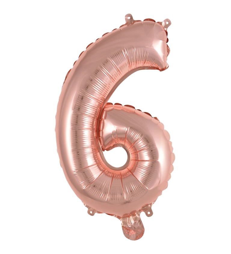 Mini fóliový balónik číslo 6 ružové zlato