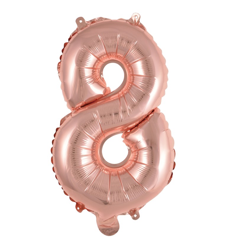 Mini fóliový balónik vo farbe ružového zlata číslo 8
