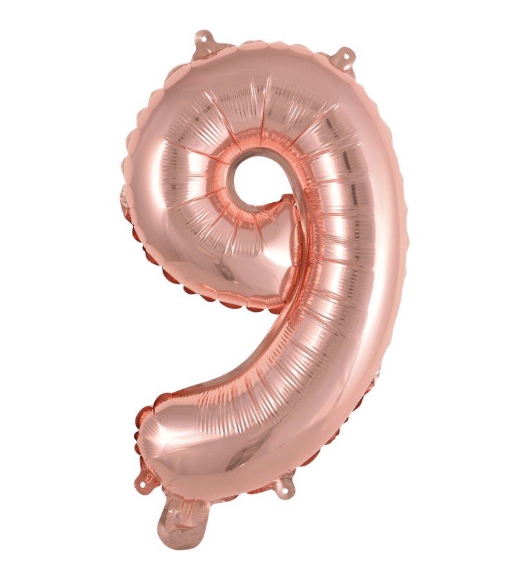 Balónik vo farbe ružového zlata číslo 9