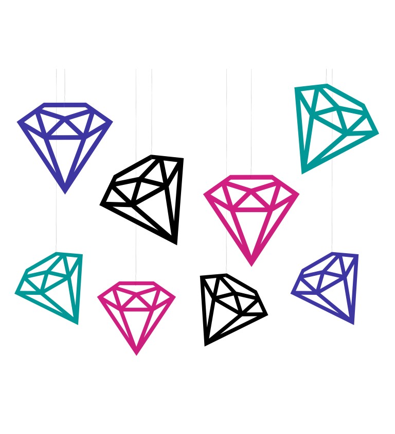 Papierové diamanty v rôznych farbách