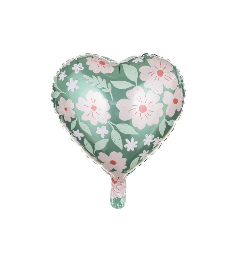 Balón v tvare srdca zdobený kvetmi