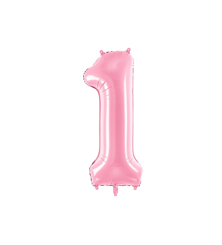 Fóliový balónik s číslom 1 v ružovej pastelovej farbe