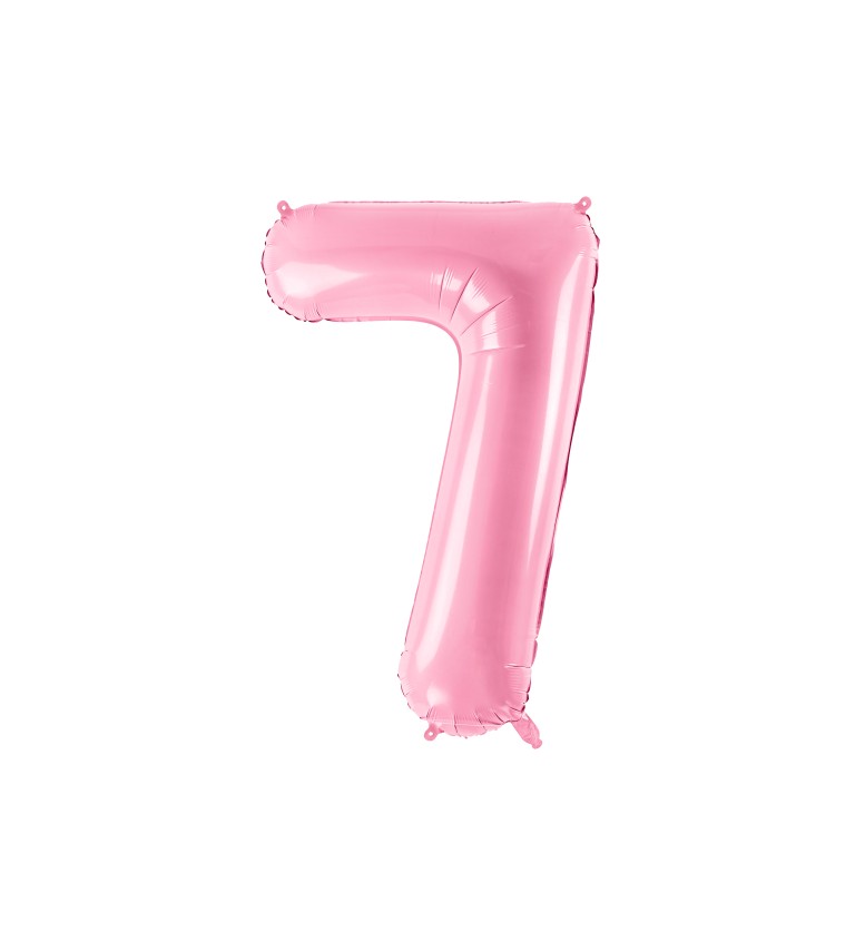 Fóliový balónik s číslom 7 v ružovej pastelovej farbe