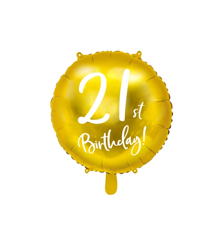 Fóliový balónik 21. narodeniny, zlatý