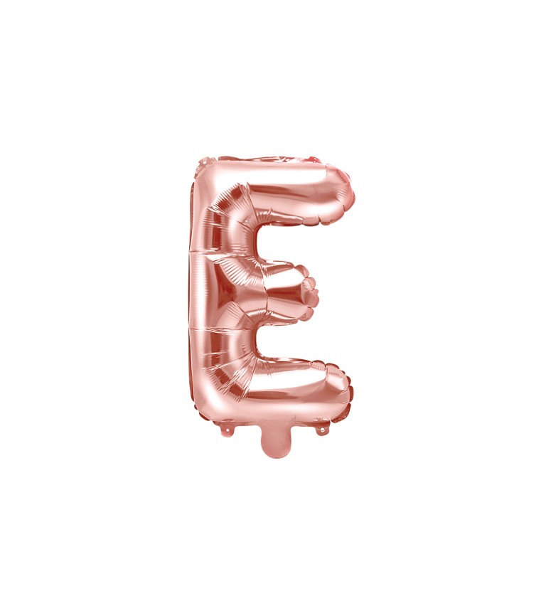 Fóliový balón v tvare písmena E v ružovozlatej farbe