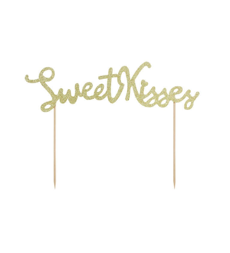 Zlatý topper na tortu Sweet Kisses