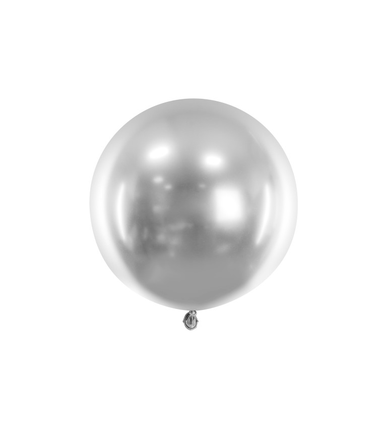 Okrúhly latexový balónik - lesklý strieborný