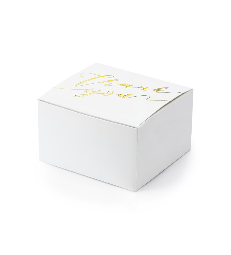 Darčeková krabička so zlatým nápisom