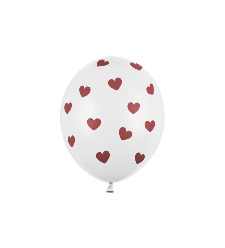 Nafukovací balón v bielej farbe so srdiečkami