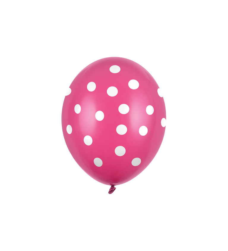 Ružový balón s bielymi bodkami 50ks