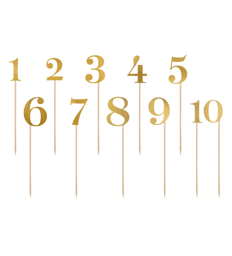 Zapichovacie dekorácie Čísla, zlaté