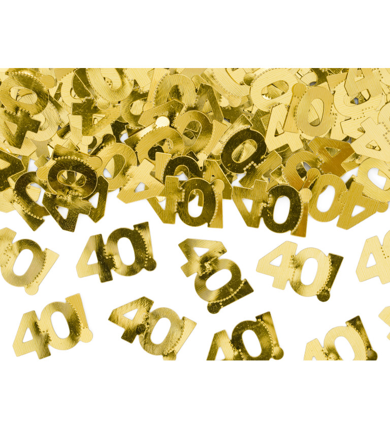 Zlaté konfety s motívom číslice "40l"