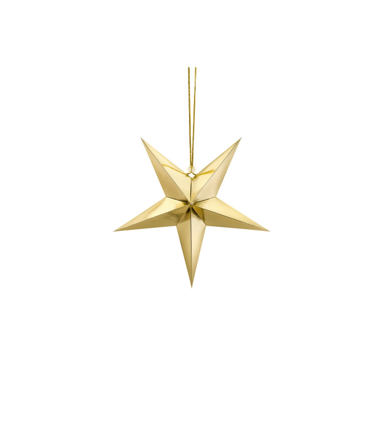 Dekorácia - hviezdička, zlatá (30 cm)