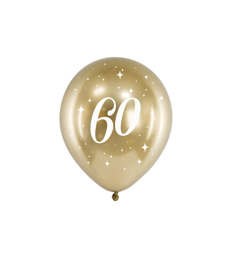 Lesklé balóny zlatej farby s bielou potlačou 60