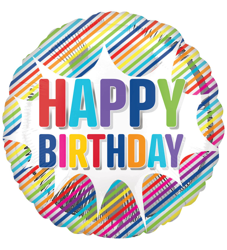 Fóliový balónik Happy Birthday, farebný