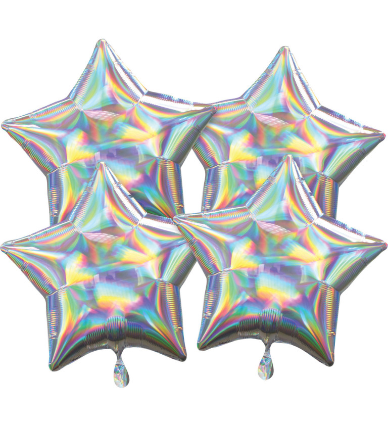 Sada fóliových balónikov Hviezdy, strieborná