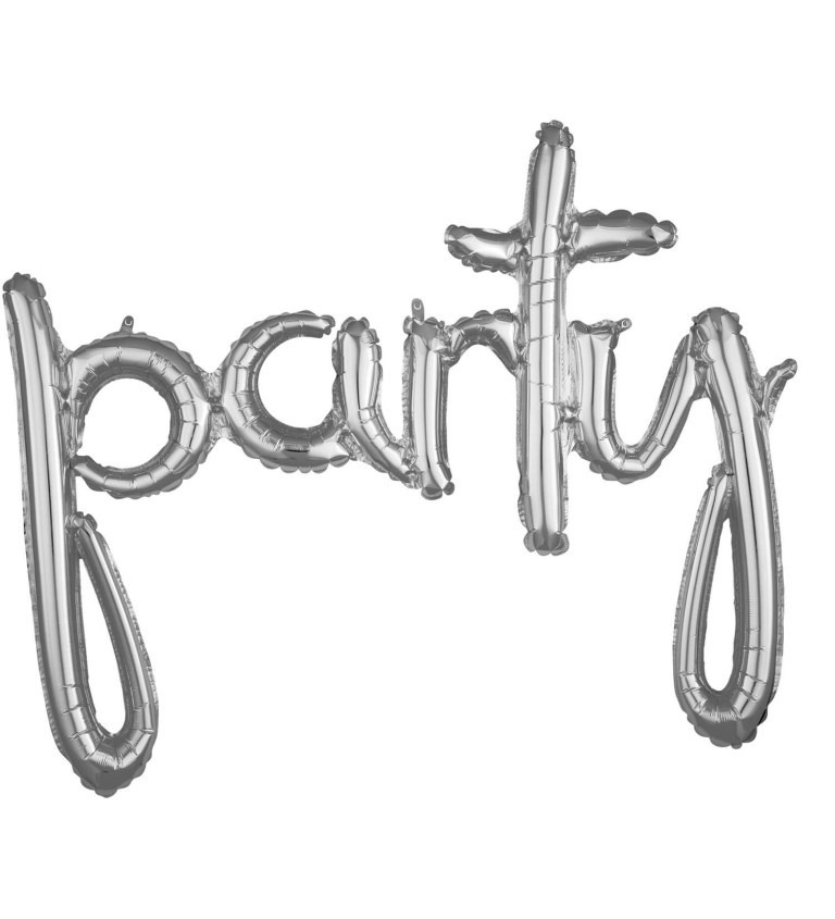 Fóliový balónik - nápis Party, strieborný