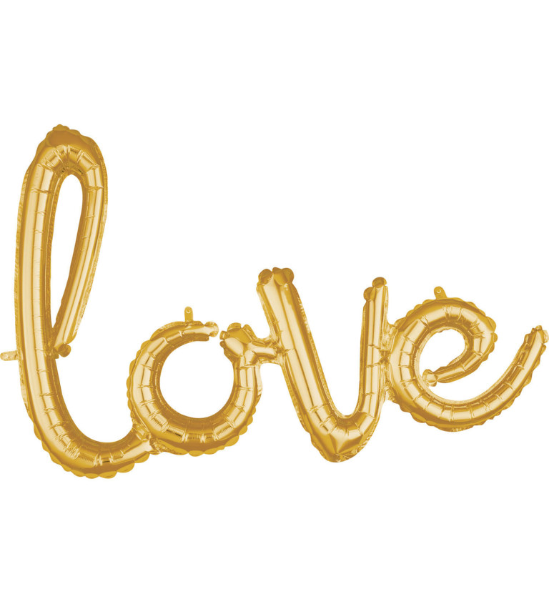 Fóliový balónik - nápis Love, zlatá