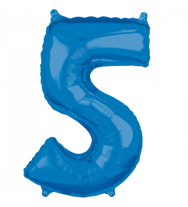Fóliový balónik "5" - modrý