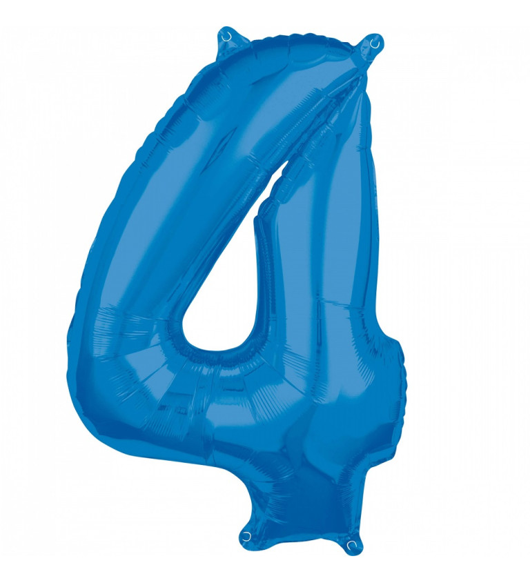 Fóliový balónik "4" - modrý
