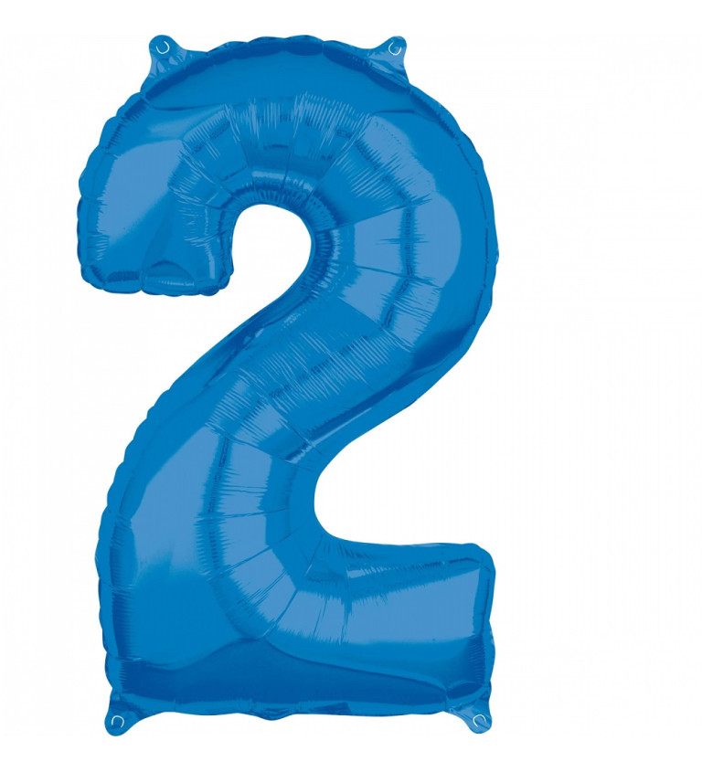 Fóliový balónik "2" - modrý