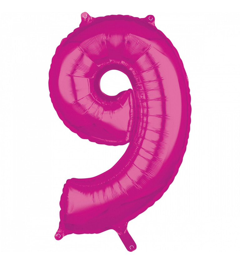 Fóliový balónik "9" - ružový