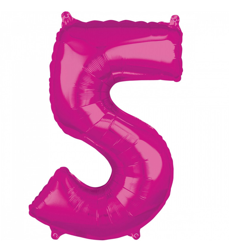 Fóliový balónik "5" - ružový
