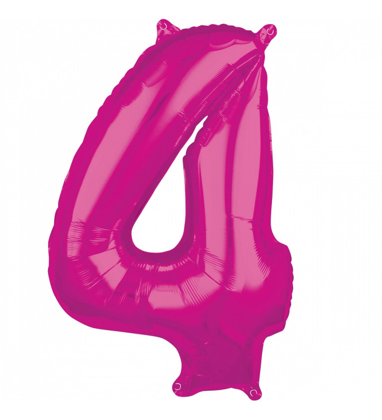 Fóliový balónik "4" - ružový