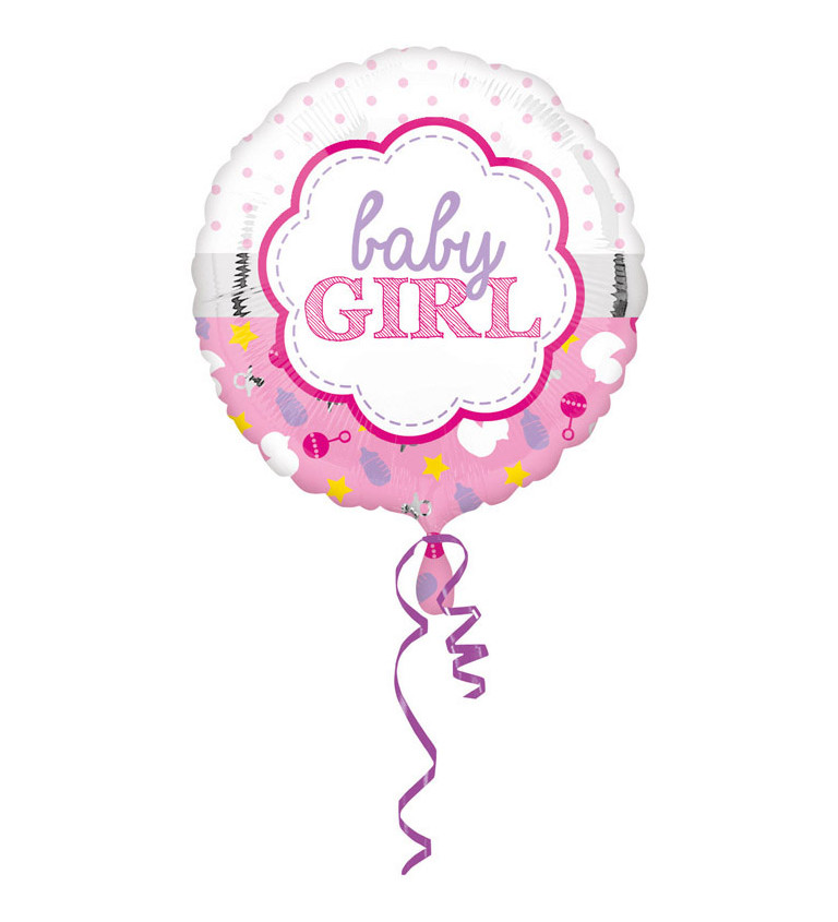 Fóliový balónik Baby Girl, ružový